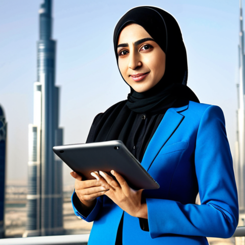 **

"A professional, fully clothed Arab businesswoman in a tailored, modest business suit, standing confidently in a modern office in Dubai, UAE. The background features a blurred cityscape with iconic landmarks. She is holding a tablet displaying financial data. Perfect anatomy, correct proportions, natural pose, well-formed hands, proper finger count. Safe for work, appropriate content, professional, modest, family-friendly, high quality."

**