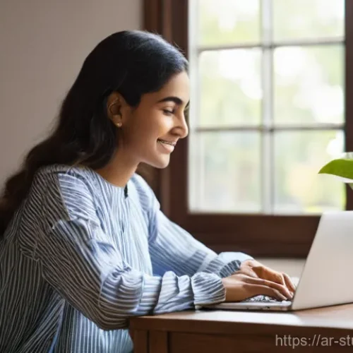 효율적인 온라인 학습의 요소와 기법 - **Prompt:** A focused young person (age 18-25, appearing to be of Middle Eastern descent, dressed in...