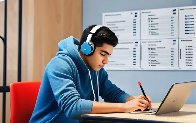 효율적인 온라인 학습의 요소와 기법 - **Prompt:** A focused young person (age 18-25, appearing to be of Middle Eastern descent, dressed in...