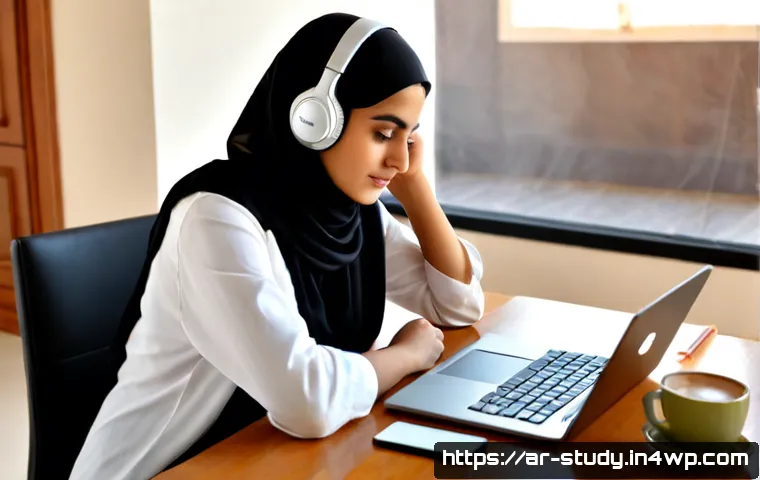 Home 17 자기주도 학습을 위한 온라인 리소스 - Photorealistic Arab university student in modest contemporary clothing studying independently at a s...